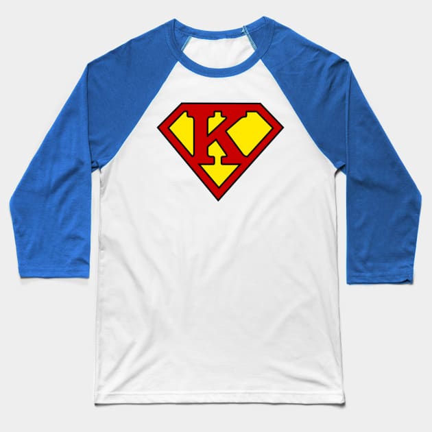 Superhero Symbol Letter K Baseball T-Shirt by NextLevelDesignz